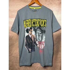 Radio Days Alfred Hitchcock Rope Movie Graphic Tee Size L Gray Rare VTG Import